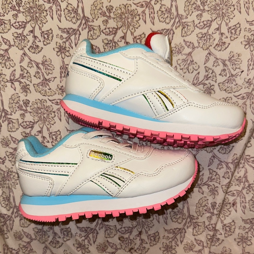 Reebok Toddler White, Pink, and Blue Sneakers